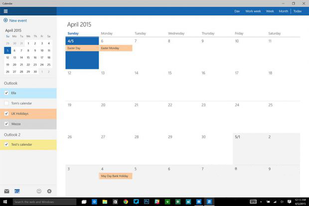 Windows 10 app Calendar imágen propiedad de TheVerge